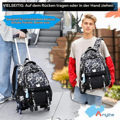 Schulrucksack Trolley Jungen 16 Zoll Schwarz Weiß