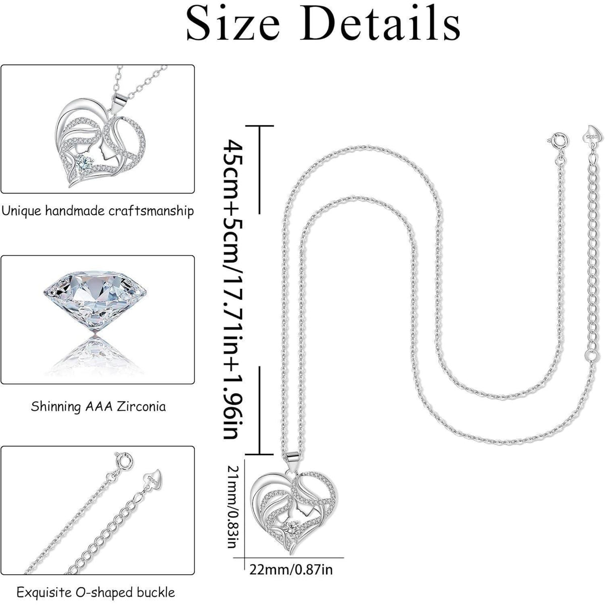 Halskette Herz aus 925 Sterling Silber für Damen