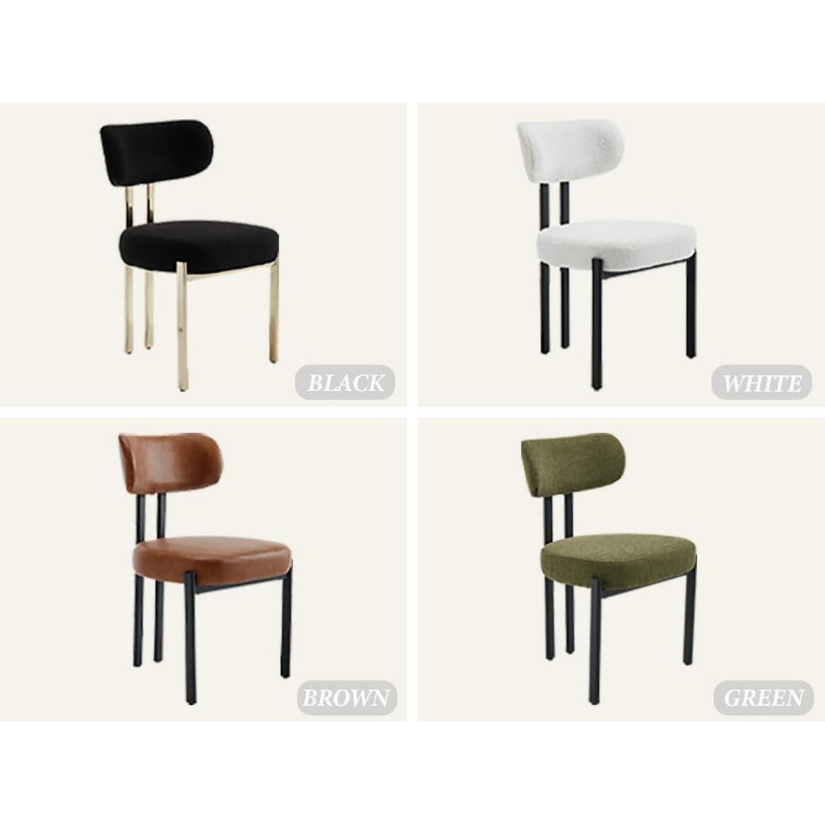 Ya-Home Esszimmerstühle 2er Set, Runde Boucle Stühle Weiß