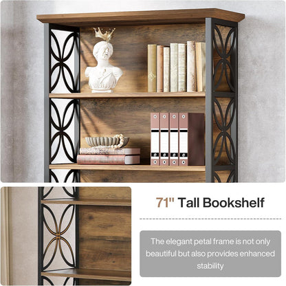 Bücherregal 6-Ebenen, Industriell, 180cm, Braun