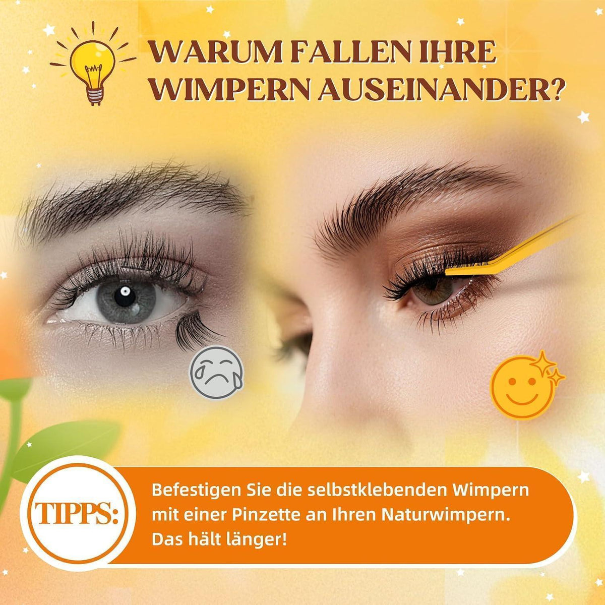 Selbstklebende Wimpern ohne Kleber – 60 Stück, 10-16mm
