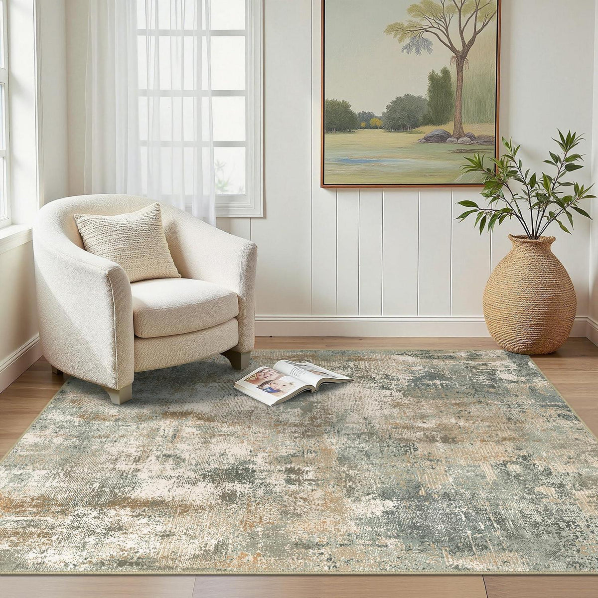Moderner Waschbarer Teppich Grünverlauf 160x230 cm Rechteckig