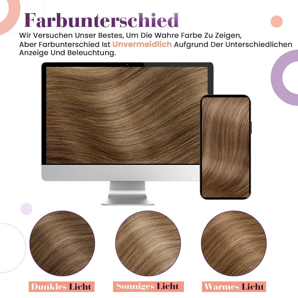 LaaVoo Echthaar Clip-Ins Braun Ombre 50cm Haarverlängerung