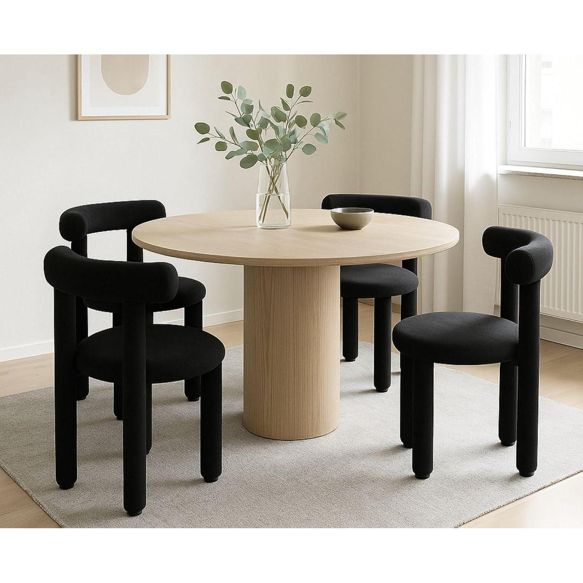 2 Esszimmerstühle Kunstfell Modern Schwarz