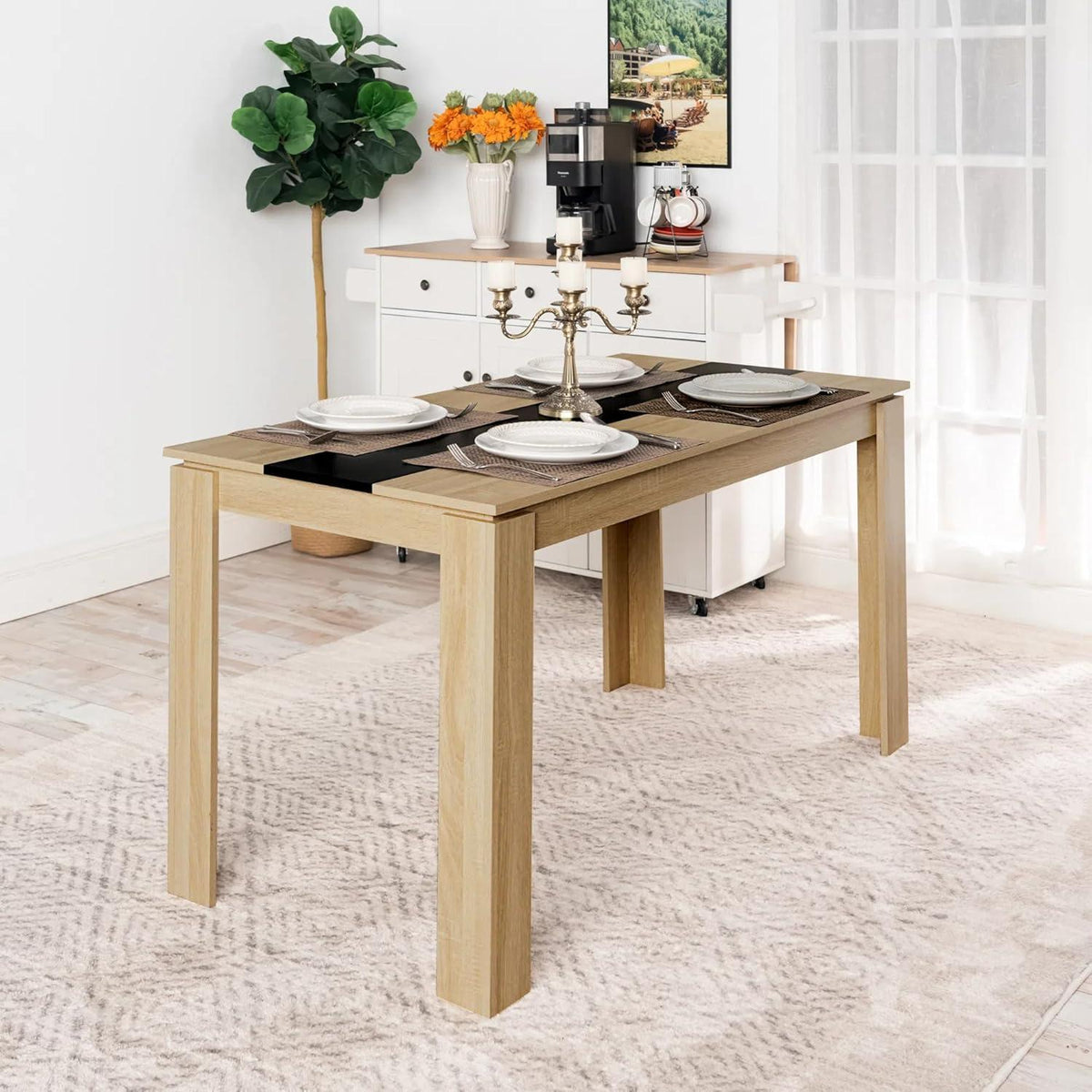 Esszimmergruppe 6 Personen – Holztisch 140x70cm + 6 Stühle