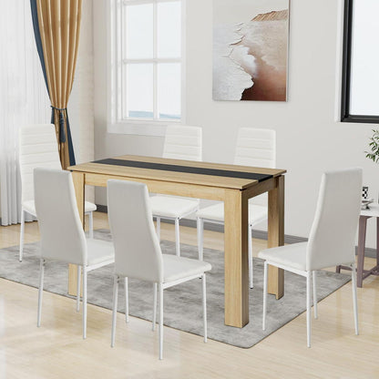Esszimmergruppe 6 Personen – Holztisch & 6 Stühle Weiß