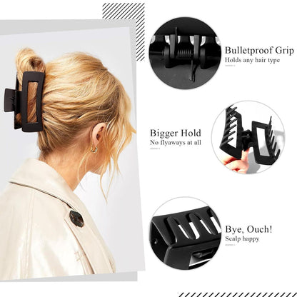 Matte Haarspangen Set Damen 5 Stück - Große Haarklammern Dickes Haar-Metallfeder