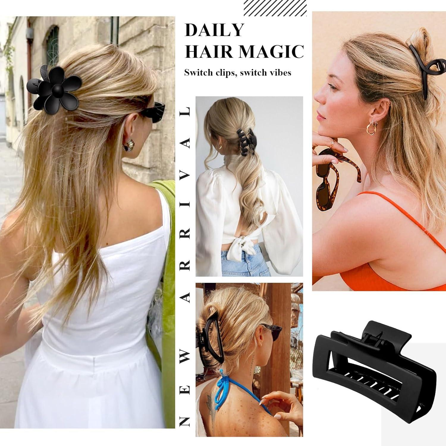 Matte Haarspangen Damen Set 5 Stück Große Haarklammern Rutschfeste Metallfeder