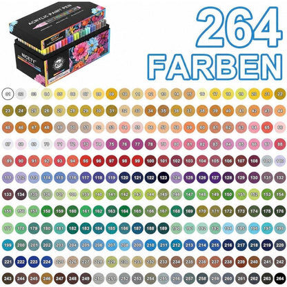 Acrylstifte Set 264 Farben – Pinselspitze für Steine, Holz & mehr