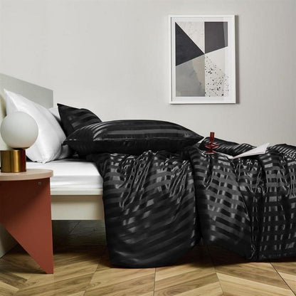 Satin Bettwäsche Set 135x200 cm Schwarz 2-teilig