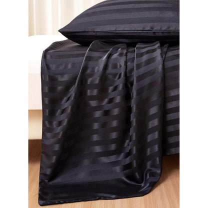 Satin Bettwäsche Set 135x200 cm Schwarz 2-teilig