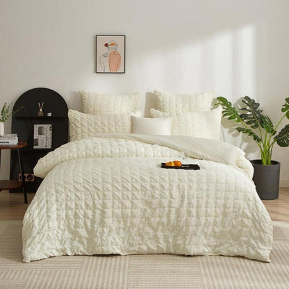 Seersucker Bettwäsche Set 200x220 Beige – Kariert & Sommerlich
