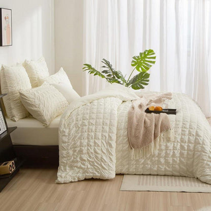 Seersucker Bettwäsche Set 200x220 Beige – Kariert & Sommerlich