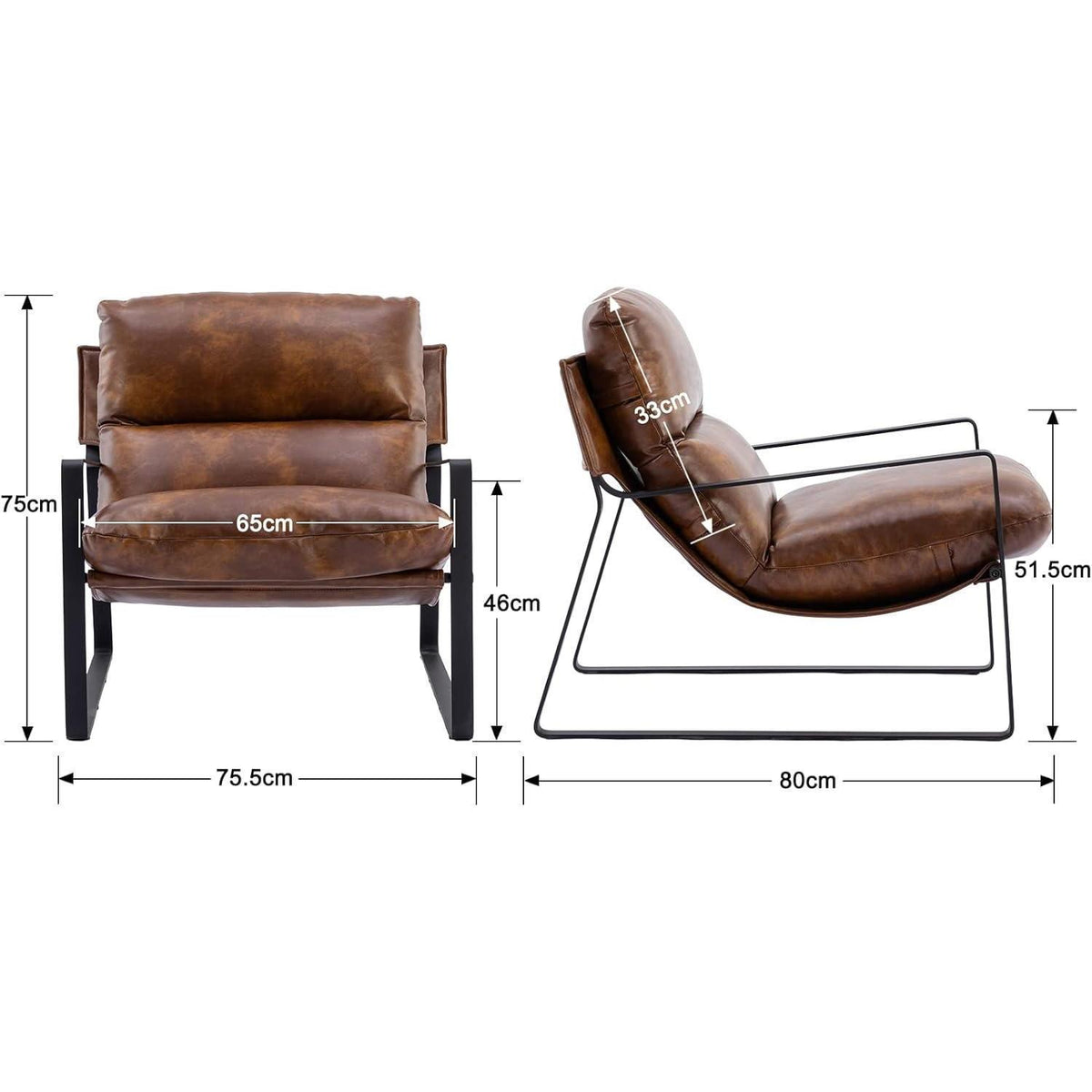 Moderner Lesesessel Braun mit Armlehnen & Metallgestell