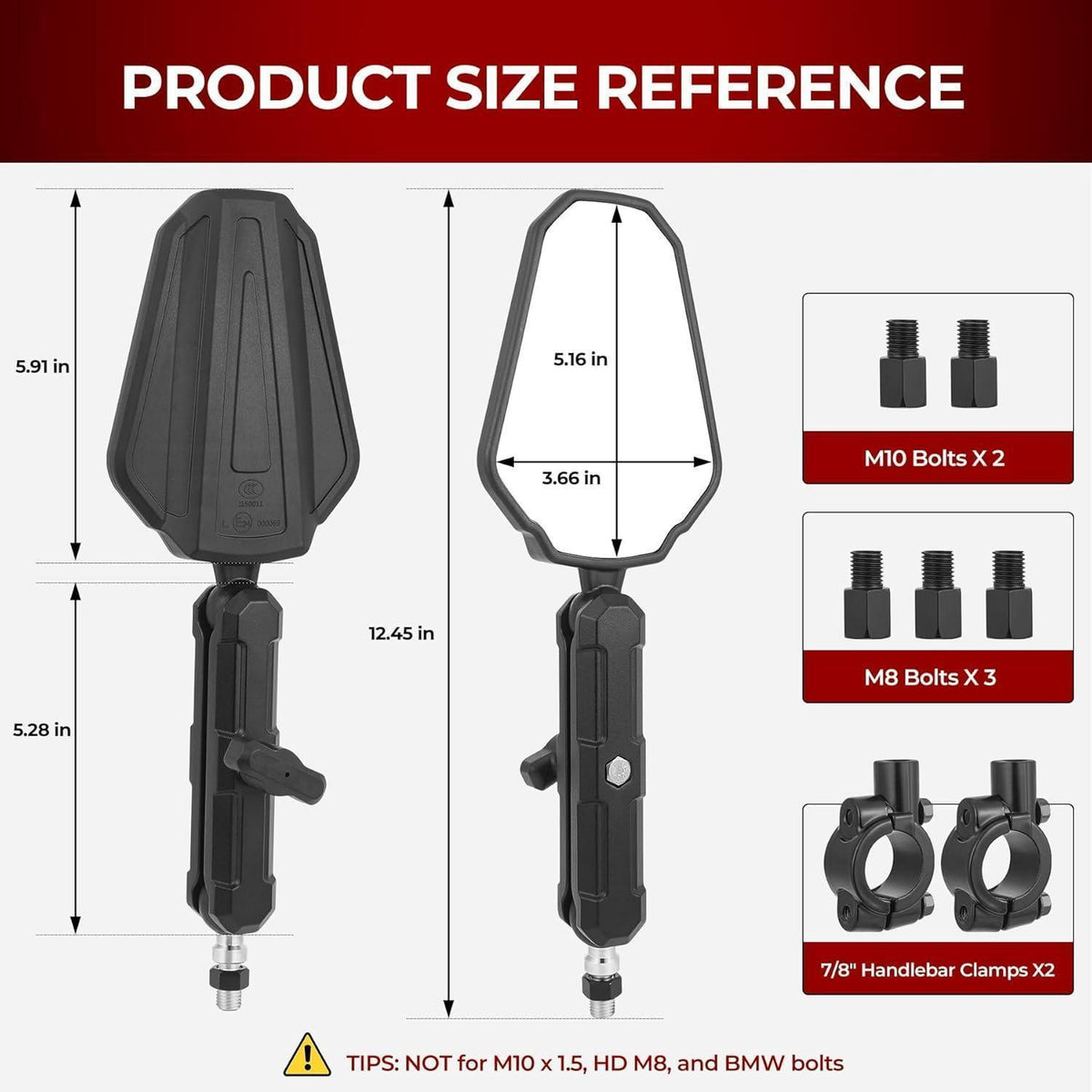Motorrad Spiegel 7/8" & 22mm – Verstellbar & Robust