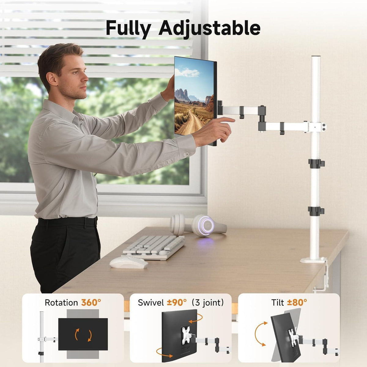 Einstellbarer Monitorarm 80cm – Für 13-32 Zoll Monitore