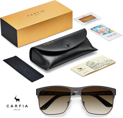 CARFIA Herren Sonnenbrille Polarisiert UV400 Metall Retro Rechteckig
