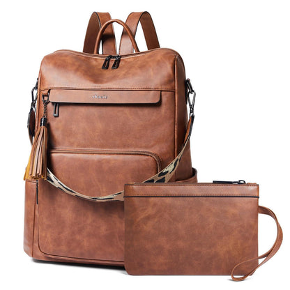 Rucksack Damen Laptopfach 15,6 Zoll Wasserdicht Business in Lederoptik