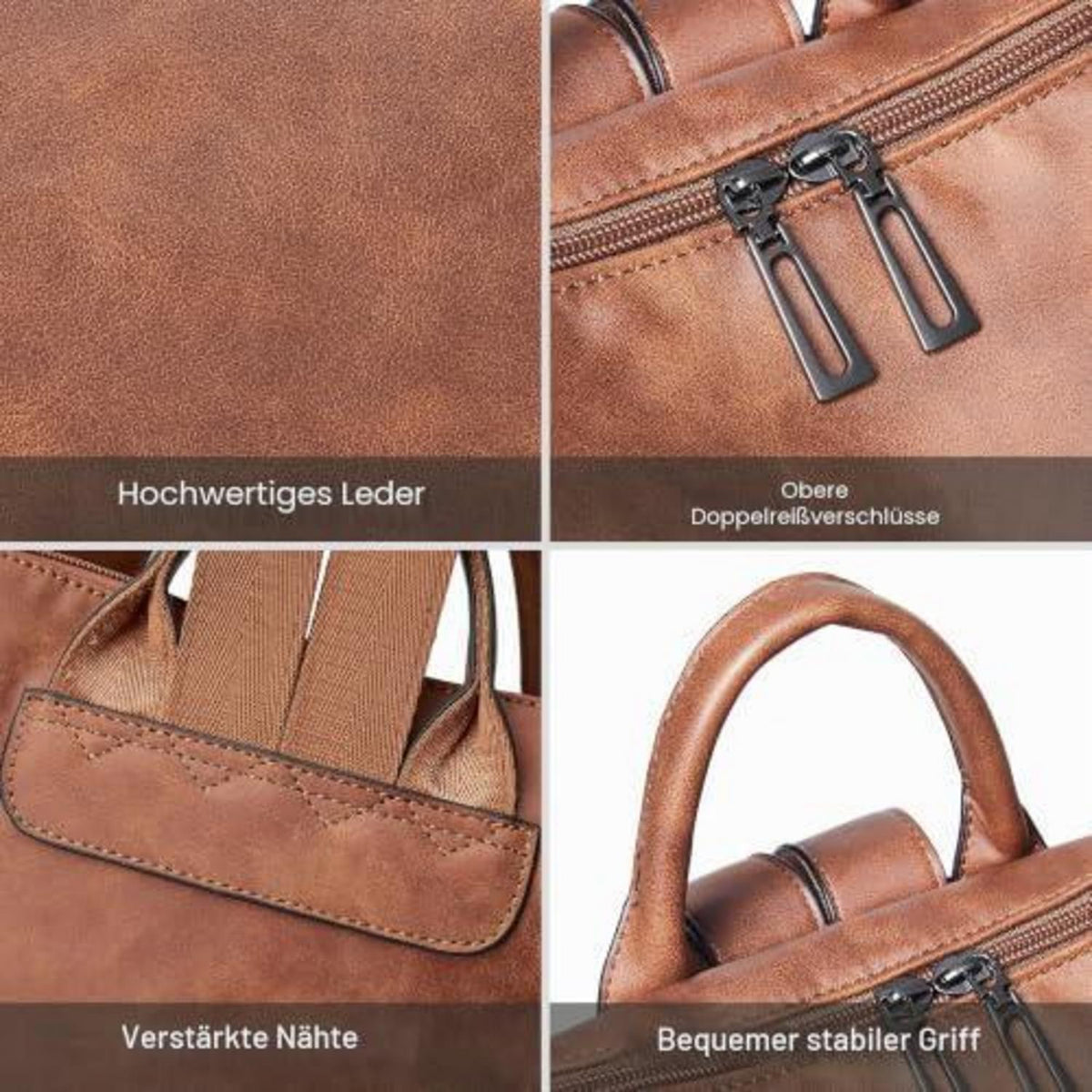 Rucksack Damen Laptopfach 15,6 Zoll Wasserdicht Business in Lederoptik