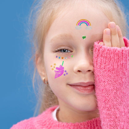 Glitzer Tattoo Set Kinder mit 148 Schablonen & Leucht-Tattoos