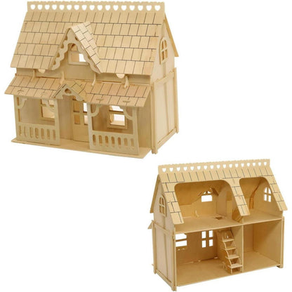 3D Holzpuzzle Haus mit Veranda – Anspruchsvolles Modell zum Basteln