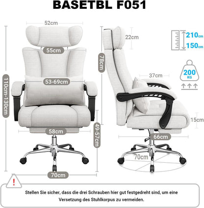 Ergonomischer Bürostuhl 200kg Belastbarkeit, breite