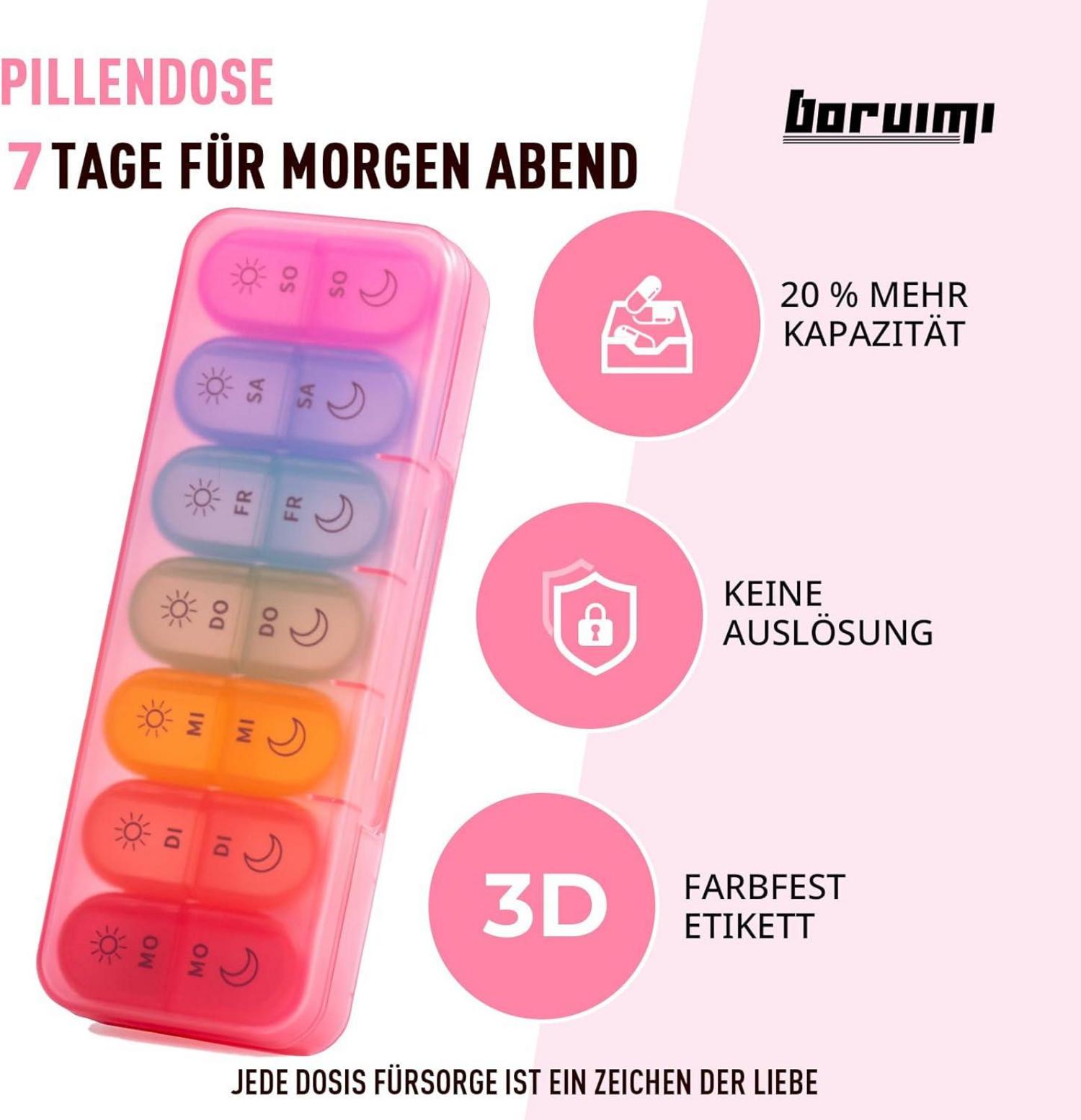 Tablettenbox 7 Tage BPA Frei Pillendose Klein