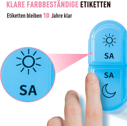 Tablettenbox 7 Tage Morgens Abends BPA-frei Pillendose Große Fächer Rosa