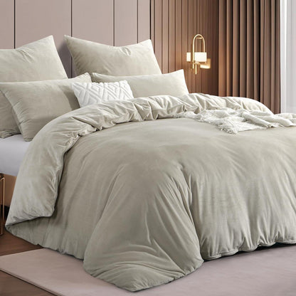 Kuschelige Flanell Bettwäsche Set 220x240 Beige - 3-teilig