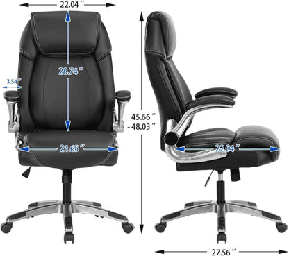Ergonomischer Bürostuhl 180kg Schwarz PU Leder Drehstuhl