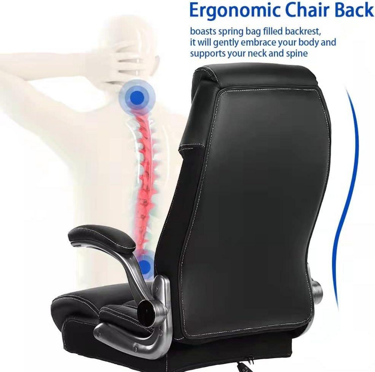 Ergonomischer Bürostuhl Schwarz PU Leder mit Klapparmlehnen