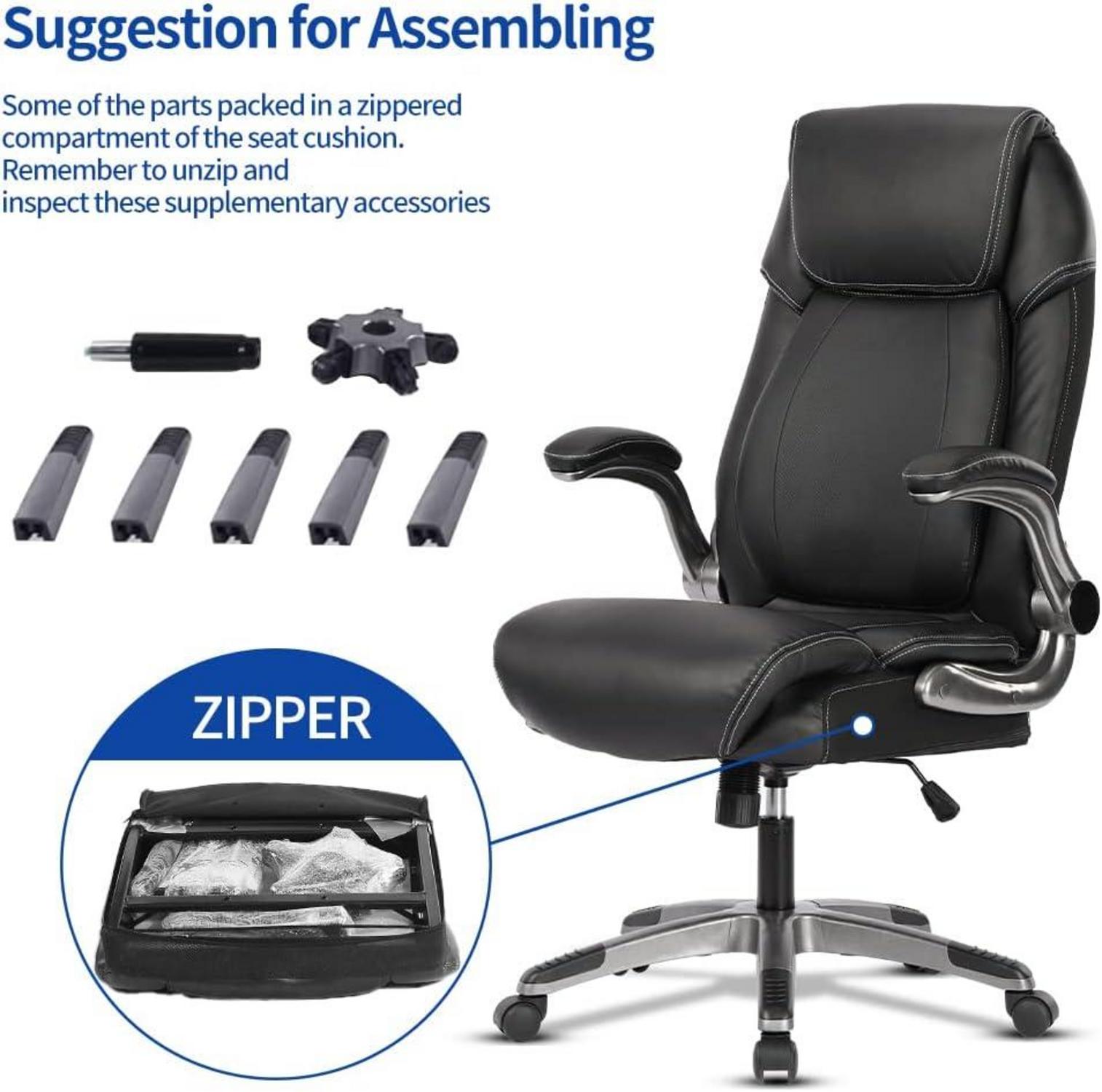 Ergonomischer Bürostuhl 180kg Schwarz PU-Leder Drehstuhl
