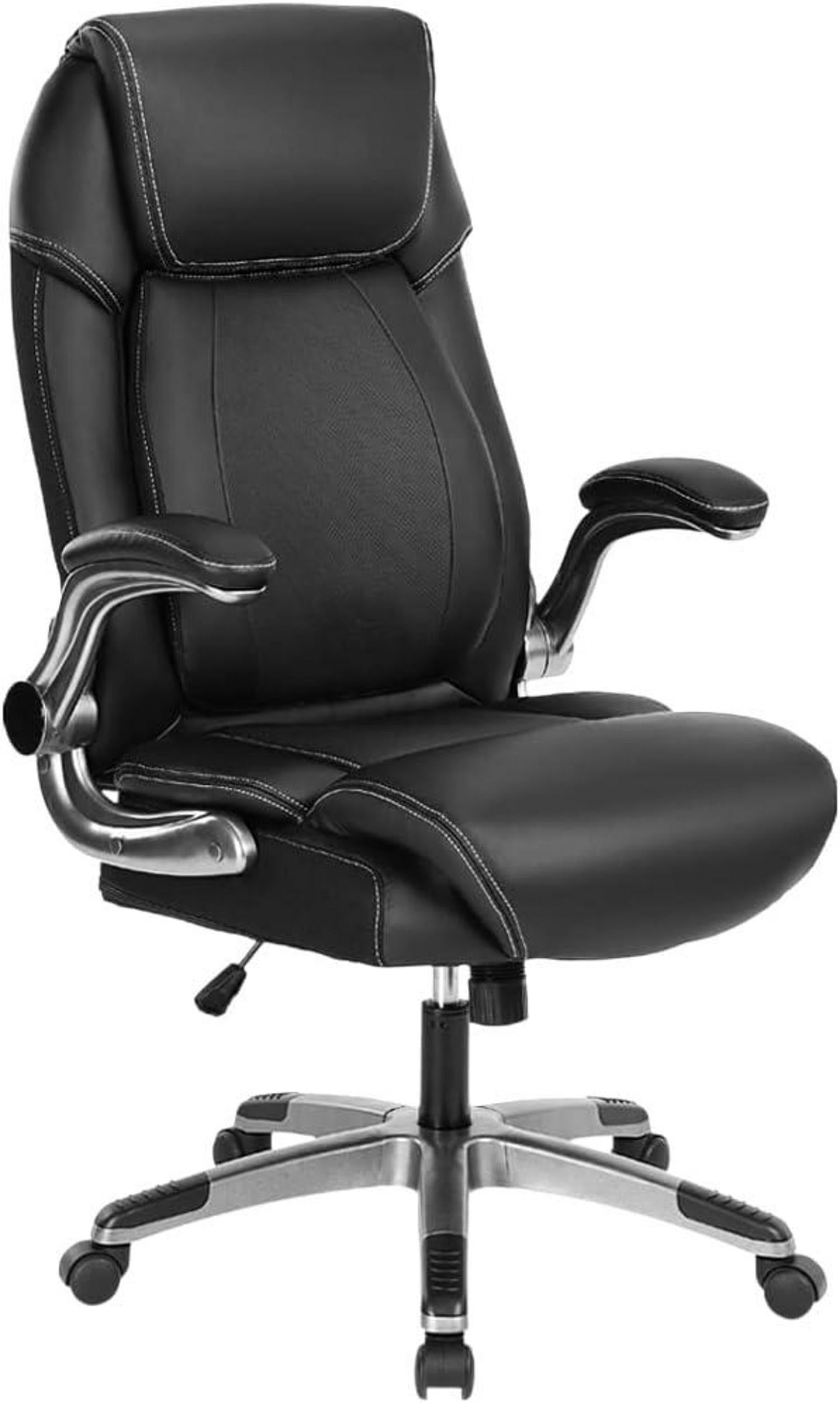 Ergonomischer Bürostuhl 180kg Schwarz PU-Leder Drehstuhl