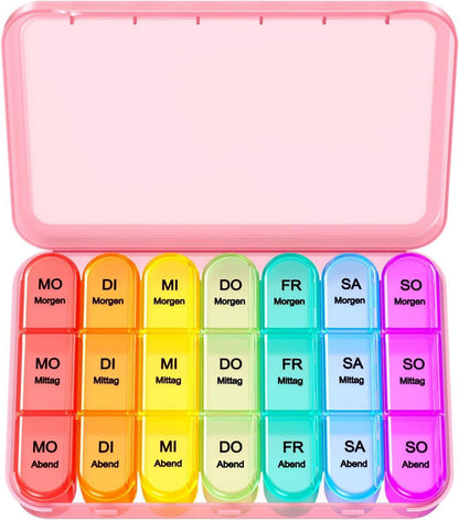 Tablettenbox 7 Tage fächer Klein Pillendose Große luftdicht