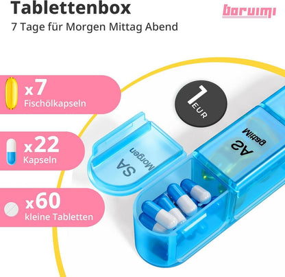Tablettenbox 7 Tage fächer Klein Pillendose Große luftdicht