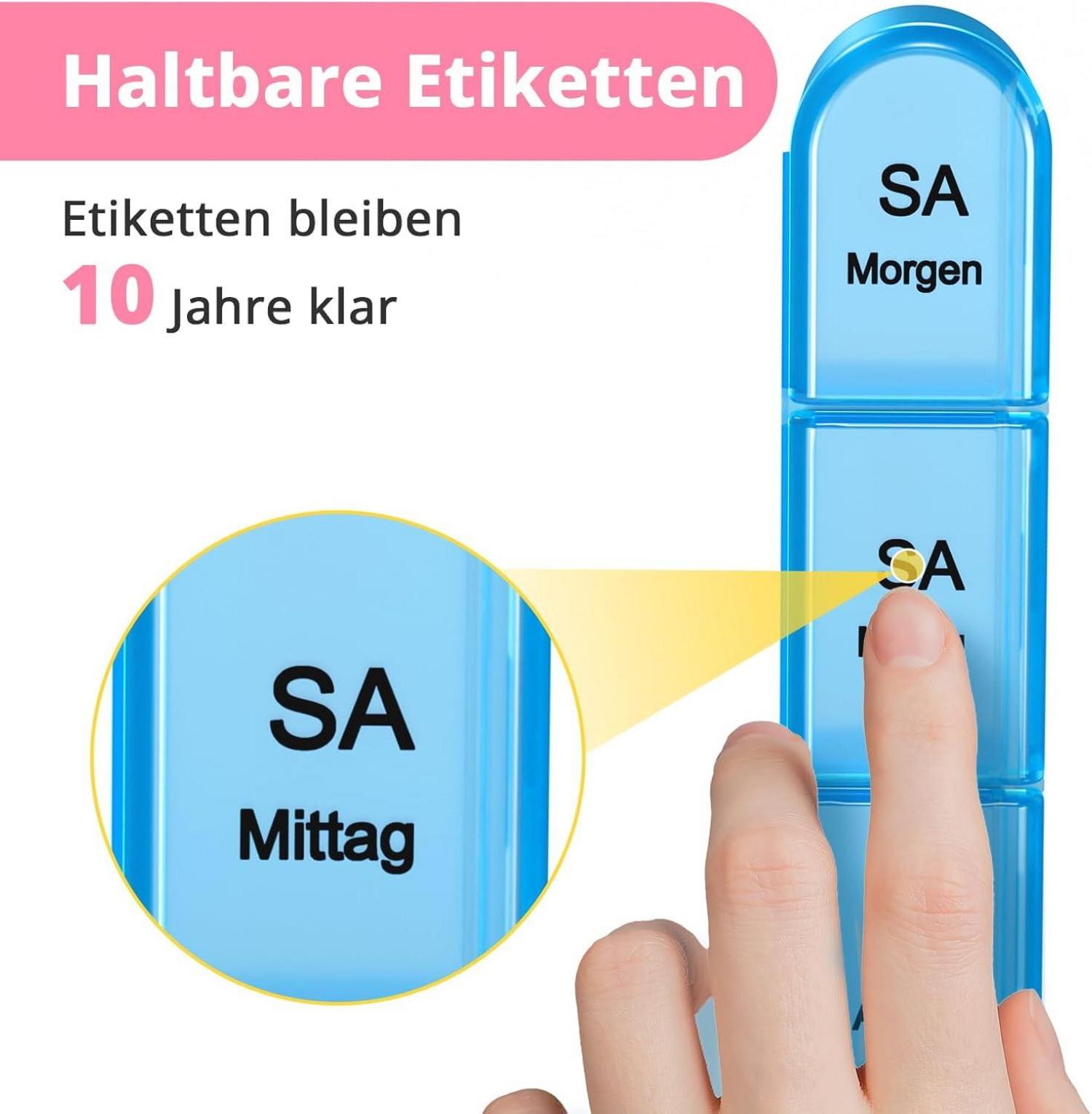 Tablettenbox 7 Tage Pillendose 3 Fächer Medikamentenbox Reise Rose