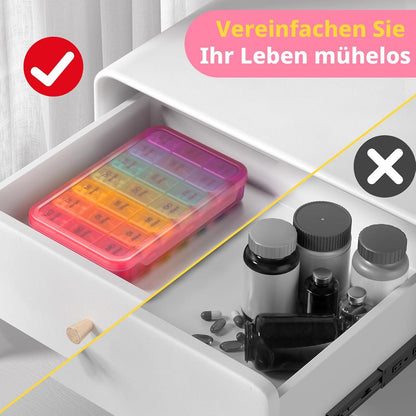 Tablettenbox 7 Tage Reise Pillendose 3 Fächer Farbig & Feuchtigkeitsfest Pink