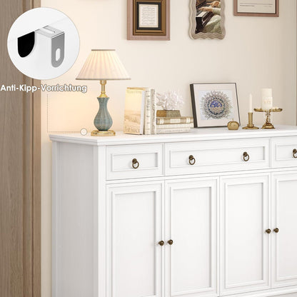 Weißes Sideboard mit Arbeitsplatte & 3 Schubladen