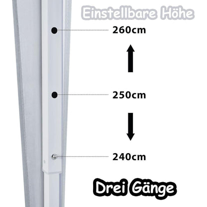 Faltpavillon 2,5x2,5m mit Seitenteilen & Fenstern – Grau