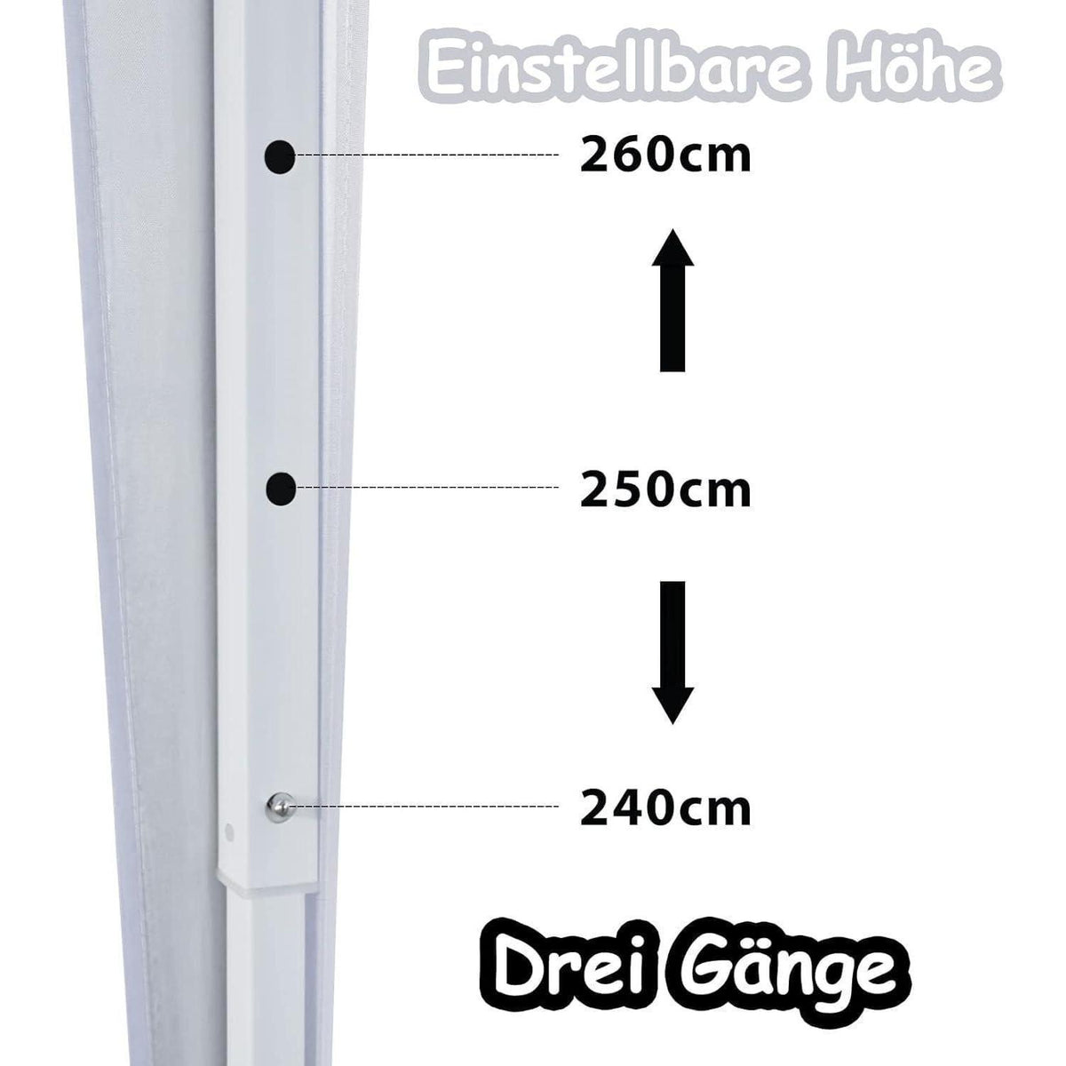 Faltpavillon 2,5x2,5m mit Seitenteilen & Fenstern – Weiß