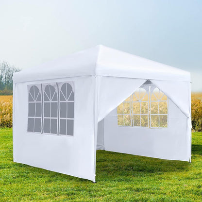 Faltpavillon 2,5x2,5m mit Seitenteilen & Fenstern – Weiß