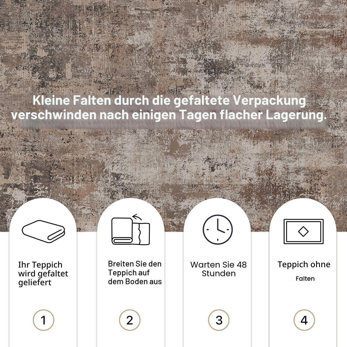 Moderner Wohnzimmerteppich 200x290 cm Taupe – Waschbar & Rutschfest