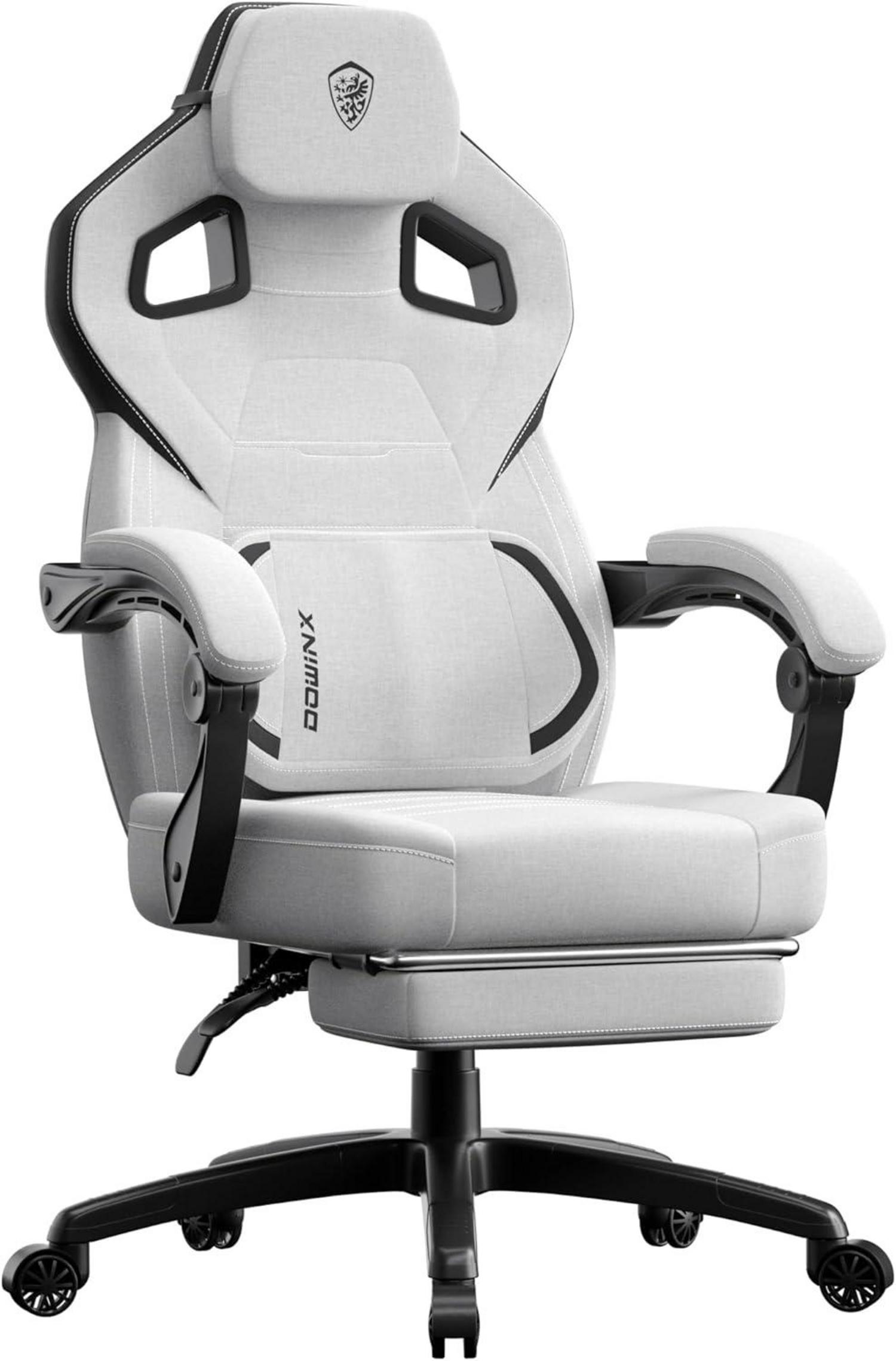 Ergonomischer Stoff-Gaming-Stuhl mit Fußstütze und Lendenstütze