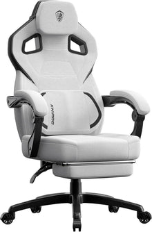 Ergonomischer Stoff-Gaming-Stuhl mit Fußstütze und Lendenstütze
