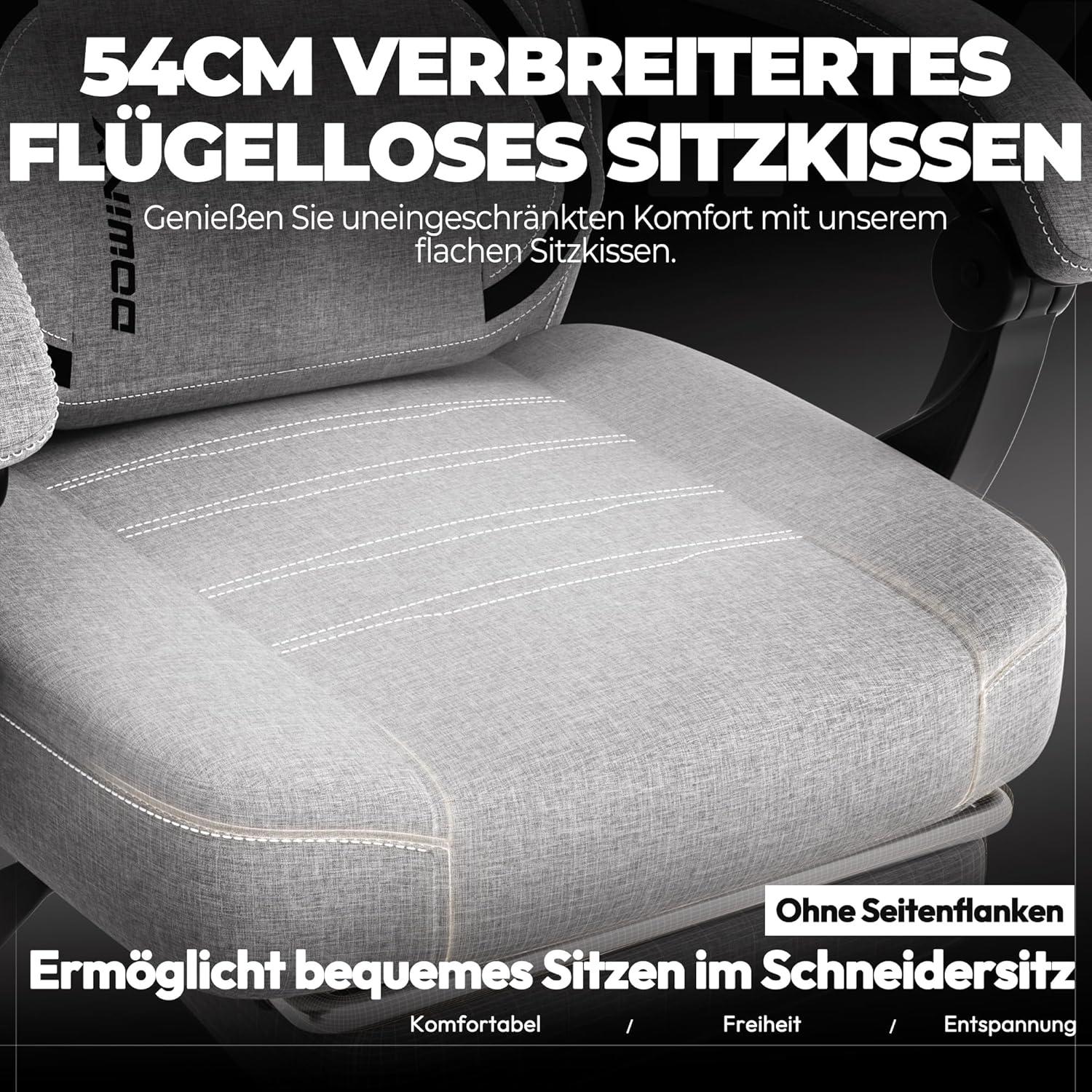 Stoff-Gaming-Stuhl mit Fußstütze und Lendenstütze, ergonomischer
