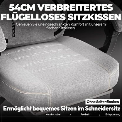 Stoff-Gaming-Stuhl mit Fußstütze und Lendenstütze, ergonomischer