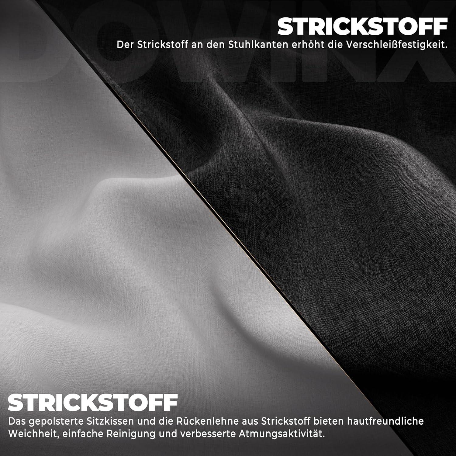 Dowinx Großer Stoff-Gaming-Stuhl mit Fußstütze und Lendenstütze in Grau