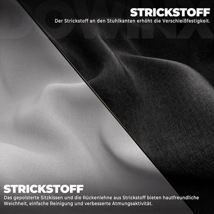 Dowinx Großer Stoff-Gaming-Stuhl mit Fußstütze und Lendenstütze in Grau