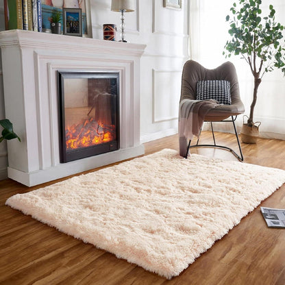 Flauschiger Teppich Beige 160x230cm – Waschbar & Rutschfest