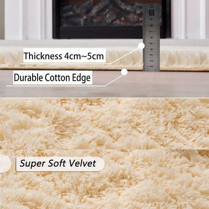 Flauschiger Teppich Beige 160x230cm – Waschbar & Rutschfest